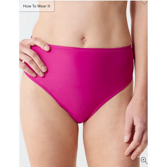 J. Crew NWT Women's High-Rise Full Coverage Bikini Bottom Pink Size S Hallie - Picture 1 of 9
